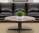 Armen Living Beka Maroon Glass Top Wide Coffee Table with Black Base-1