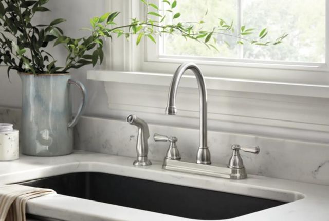 Peerless Elmhurst® Stainless 2-Handle Kitchen Faucet with Spray-1