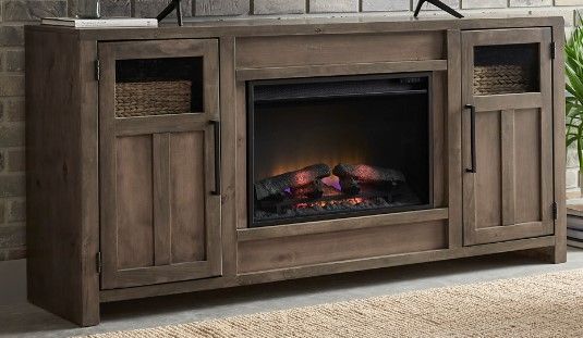 aspenhome® Finnegan Sandy Brown 68" Fireplace Console-1