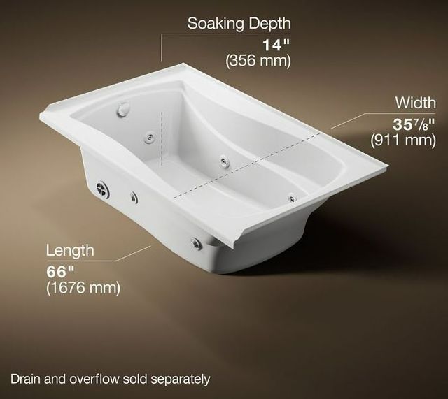 KOHLER® Mariposa® White 60" x 36" Alcove Whirlpool - Left Drain-2