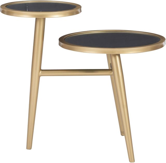 Powell® Jolson Mirrored Top Two Tiered Side Table with Gold Frame-4