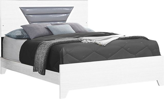 Monarch Specialties Inc. Light Grey/White Queen Panel Bed-0