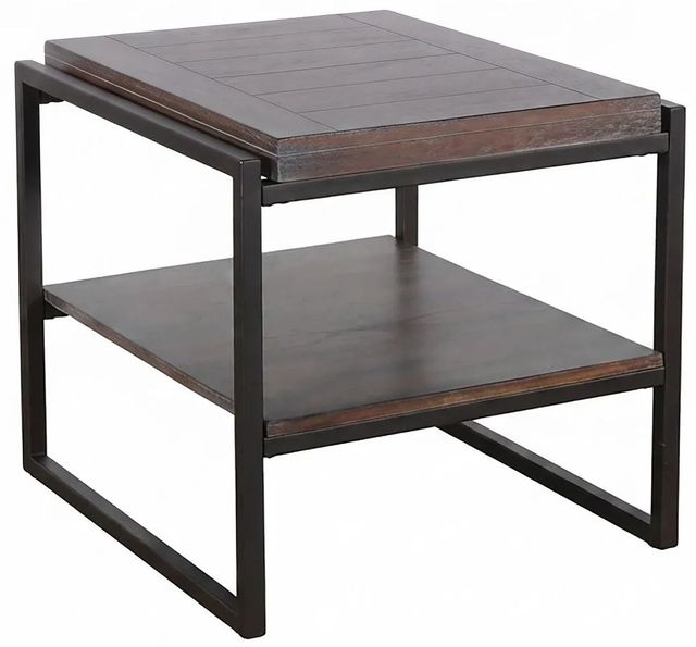 Sunny Designs™ Tyler French Brown End Table with Black Metal Frame-0