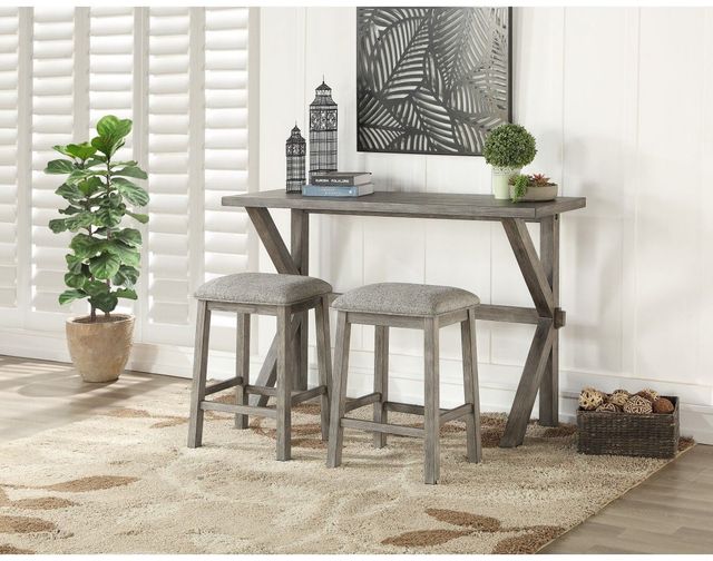 Mazin Furniture Palmer 3-Piece Wire Brush Gray Counter-Height Dining Set-1