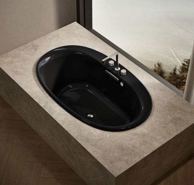 KOHLER® Underscore® Black 59.75" x 35.75" Drop-In/Undermount Heated BubbleMassage™ Air Bath-1