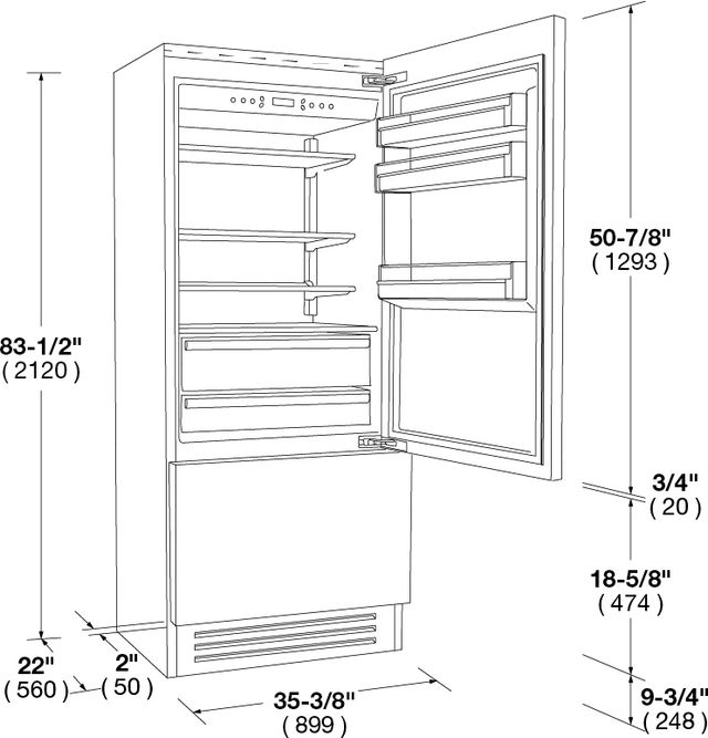 Fulgor Milano 700 Series 36" 18.5 Cu. Ft. Panel Ready Built-In Bottom Freezer Refrigerator-1