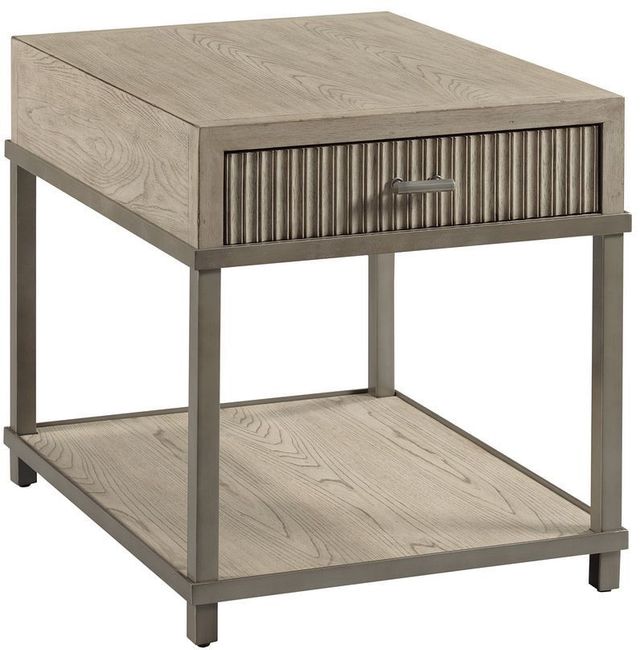 Hammary® West Fork Bailey Aged Taupe End Table with Nickel Base-0