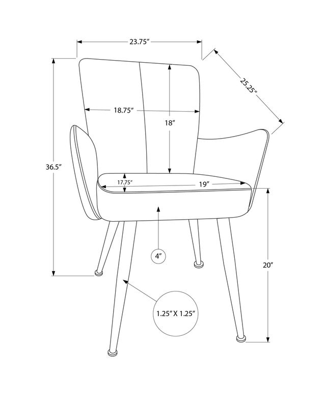 Monarch Specialties Inc. 2-Piece Brown 36" Faux Leather Dining Chair Set with Channelled Back-2