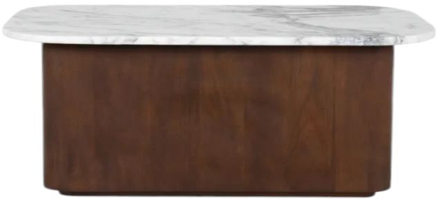 Moe's Home Collection Dash White Calacatta Marble Coffee Table with Brown Mango Base-0