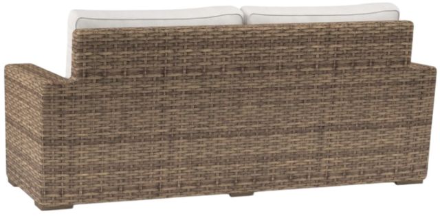 Sunset West Havana Aged Tobacco Resin Wicker Outdoor Loveseat with Canvas Flax Cushion-2