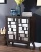 ACME Furniture Melville Dark Gray Oak Console Table with Mirrored Accented Doors-1