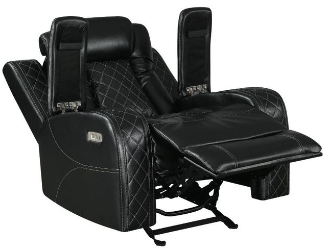 New Classic® Home Furnishings Orion Black Glider Power Recliner with Footrest and Headrest-2