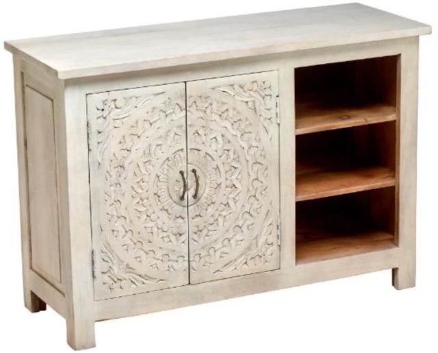 Jaipur Furniture Carved Lace White Wash Chest-0