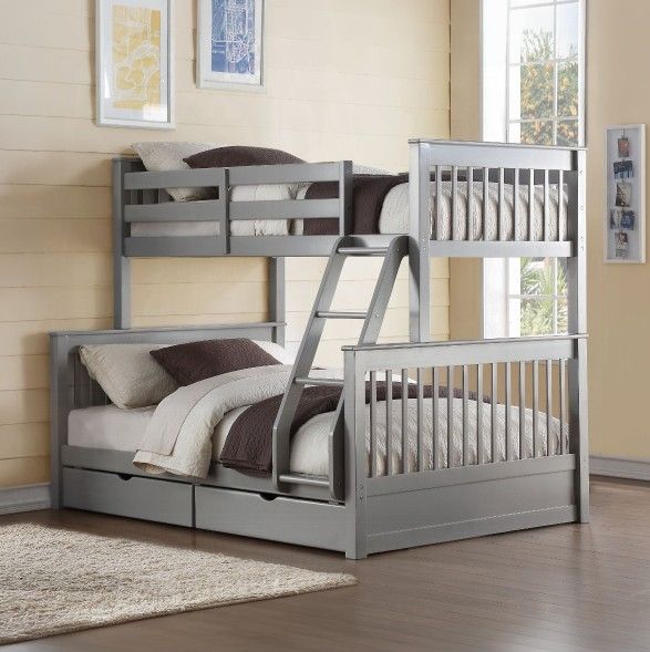 ACME Furniture Haley II Gray Youth Twin/Full Storage Bunk Bed-1