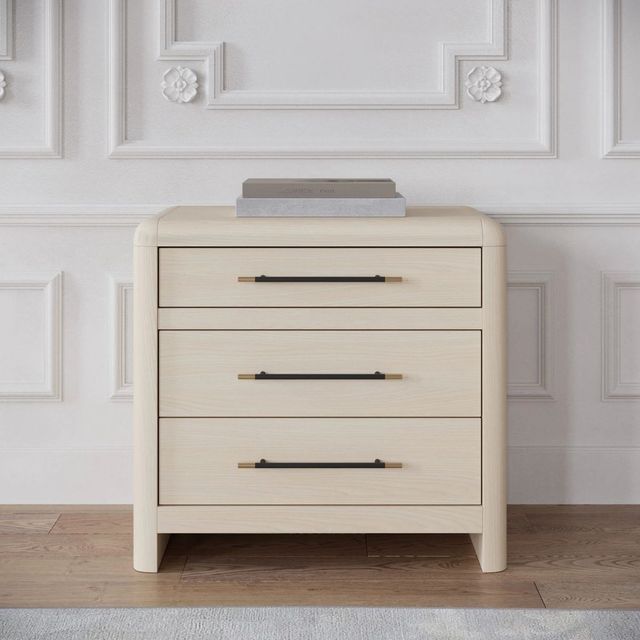 Modus Furniture Wallen White Sand 3-Drawer Nightstand-3