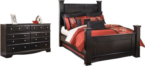 Signature Design by Ashley® Shay 2-Piece Almost Black Queen Poster Bed Set-0