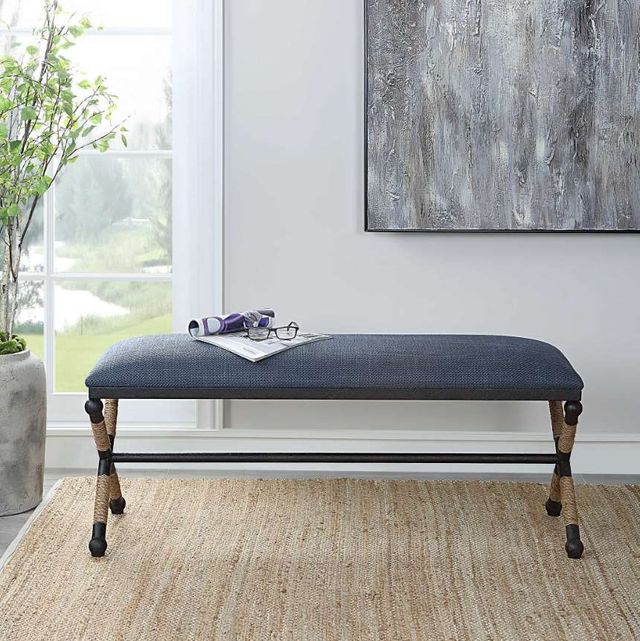 Uttermost® Firth Black/Light Brown/Navy Bench-1