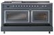 Ilve® Nostalgie II Noblesse 60'' Blue Gray Pro Style Dual Fuel Range with Chrome Trim-3