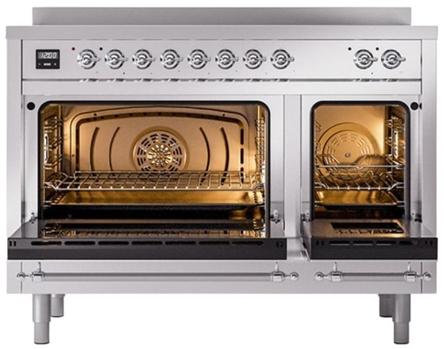 Ilve® Nostalgie II Series 48" Custom RAL Color Pro Style Induction Range with Chrome Trim-1