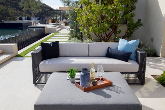 Sunset West Milano Charcoal Gray Aluminum/Olefin Rope Outdoor Sofa with Echo Ash Cushion-3