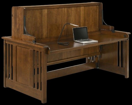 Night & Day Furniture™ Artisan Black Walnut Twin Hidden Cabinet Desk Bed-2