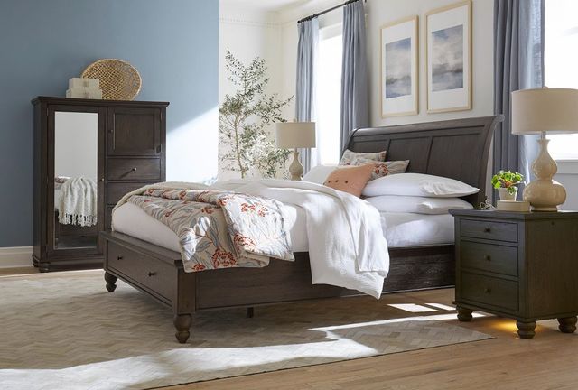 aspenhome® Cambridge Cracked Pepper California King Sleigh Storage Bed-2