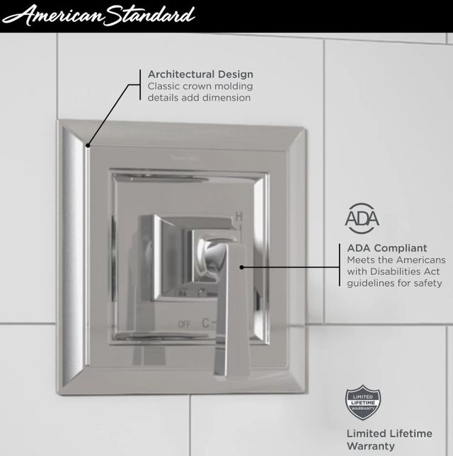 American Standard Town Square® S Polished Nickel Valve Only Trim Kit with Double Ceramic Pressure Balance Cartridge with Lever Handle-2