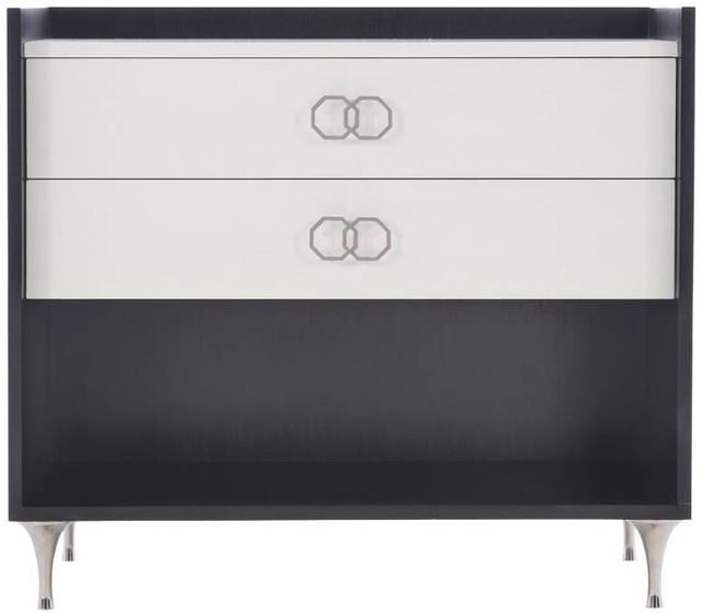 Bernhardt Silhouette Eggshell/Onyx 2-Drawer Nightstand-1