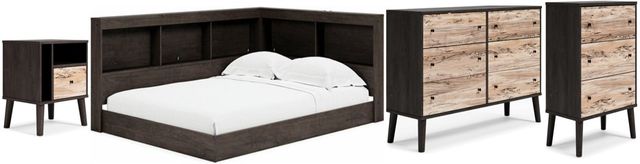 Signature Design by Ashley® Piperton 4-Piece Dark Charcoal Full Bookcase Storage Bed Set-0