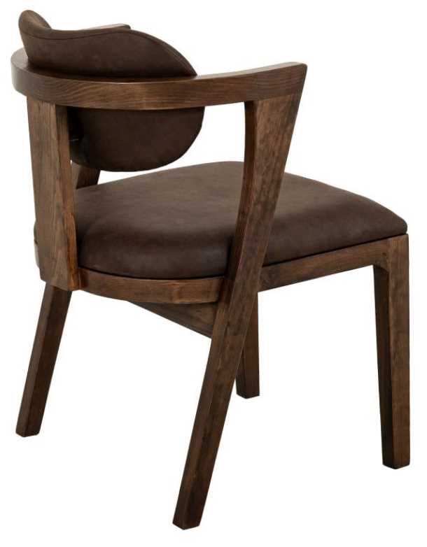 International Furniture Direct Zaphiro Brown/Lacquer Brown Upholstered Dining Arm Chair-3