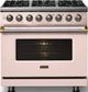 Viking® 5 Series 36" Blush Pro Style Dual Fuel (NG) Range with Brushed Brass Trim-2