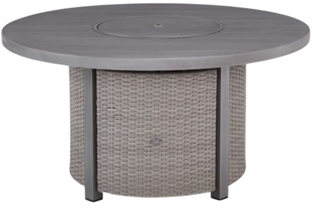 Signature Design by Ashley® Dillon Beach Gray Aluminum/Wicker Outdoor Round Fire Pit Table-2