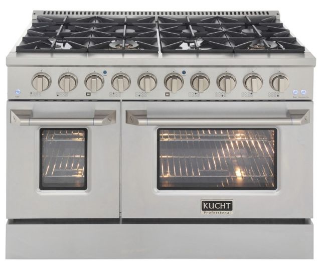 Kucht Professional KNG Series 48" Stainless Steel Pro Style Natural Gas Range with Silver Door-2