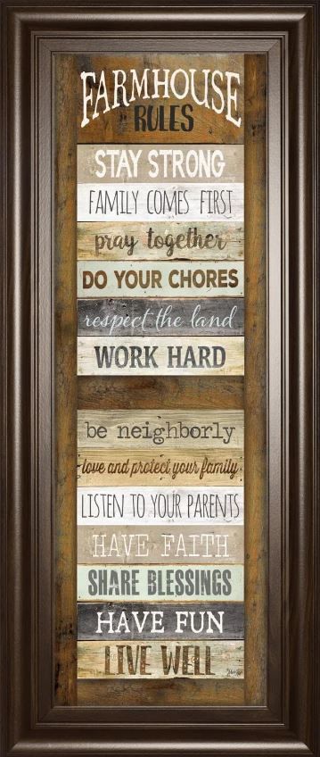 Classy Art Farmhouse Rules by Shutter Marla Rae Framed Print Wall Art-1