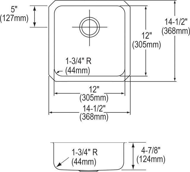 Elkay Lustertone® Classic Lustrous Satin 14-1/2" x 14-1/2" x 4-7/8" Single Bowl Undermount ADA Sink-1