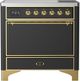 Ilve® Majestic III 36" Graphite Matte Pro Style Induction Range with Solid Door and Brass Trim-0