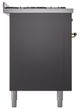 Ilve® Nostalgie II Noblesse 60'' Graphite Matte Pro Style Dual Fuel Range with Brass Trim-2