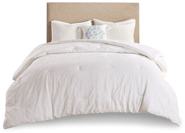 Olliix by Madison Park 4 Piece White Full/Queen Prelude Microsculpt Comforter Set-0