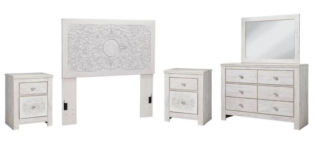 Signature Design by Ashley® Paxberry 5-Piece Whitewash Full Panel Headboard Bedroom Set-0