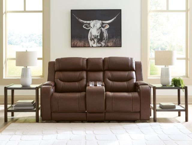 Signature Design by Ashley® Knightington Brown Power Reclining Loveseat with Audio Seating-1