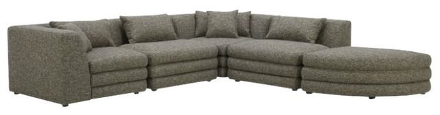Moe's Home Collection Lowtide Alcove 5-Piece Grey L-Shaped Modular Sectional and Ottoman-0