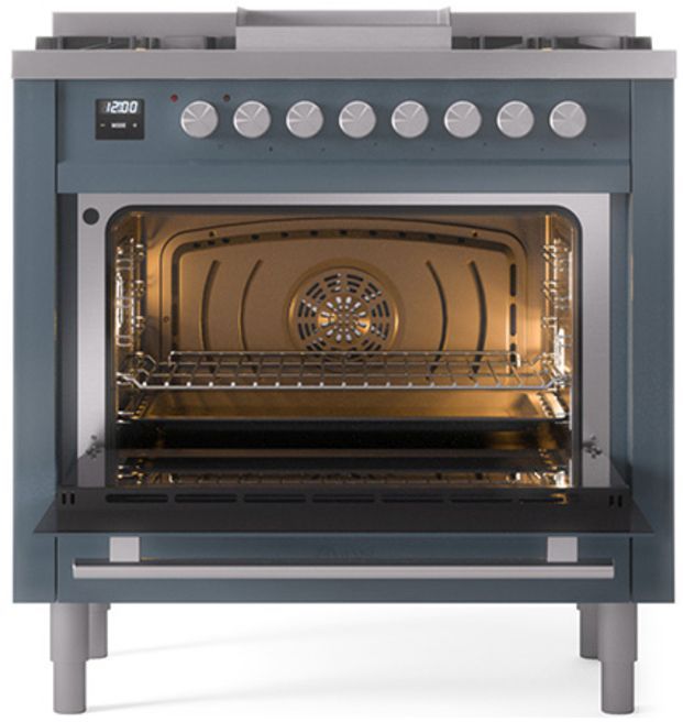 Ilve® Professional Plus II 36" Blue Grey Pro Style Dual Fuel Range-1