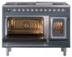 Ilve® Nostalgie II Noblesse 48'' Blue Gray Pro Style Dual Fuel Range with Chrome Trim-3