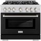 ZLINE Select 36" Stainless Steel Pro Style Gas Range with Black Matte Door-0