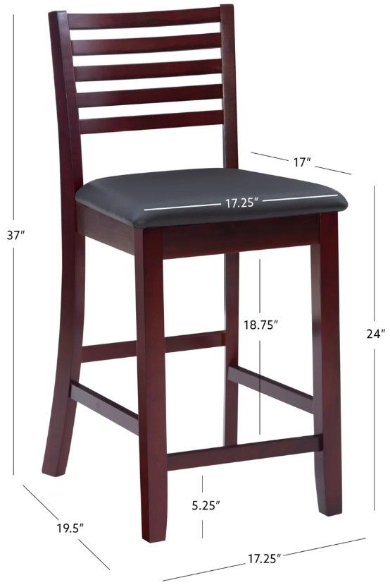 Linon Torino Merlot Ladder Back Bar Stool-2