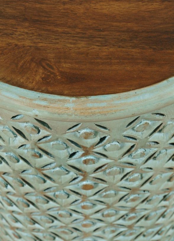 Jofran Inc. Global Archive Decker Turquoise Large Drum Table-3