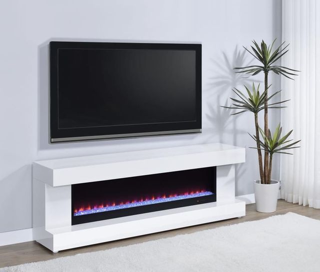 Coaster® Mallory White High Gloss TV Stand Fireplace Console-1