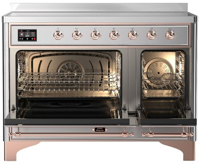 Ilve® Majestic III 48" Stainless Steel Pro Style Induction Range with Triple Glass Door and Copper Trim-1