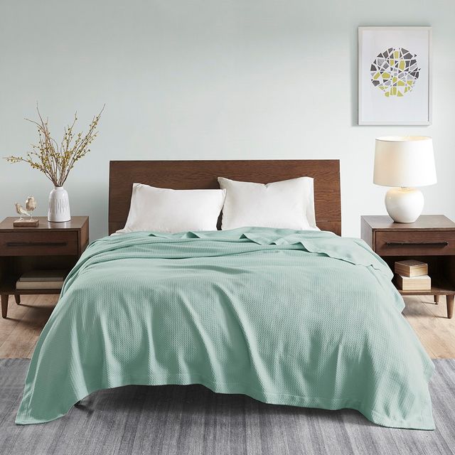 Olliix by Madison Park Egyptian Cotton Seafoam Twin Blanket-4