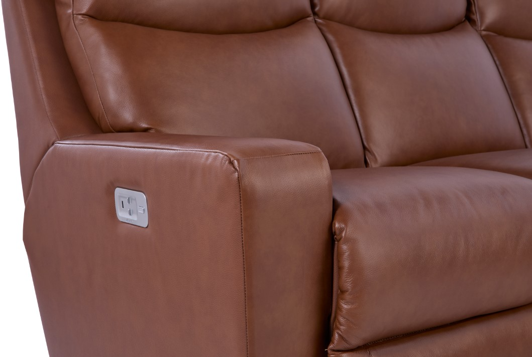 La-Z-Boy® Emmons Oak Leather Power Reclining Sofa with Headrest